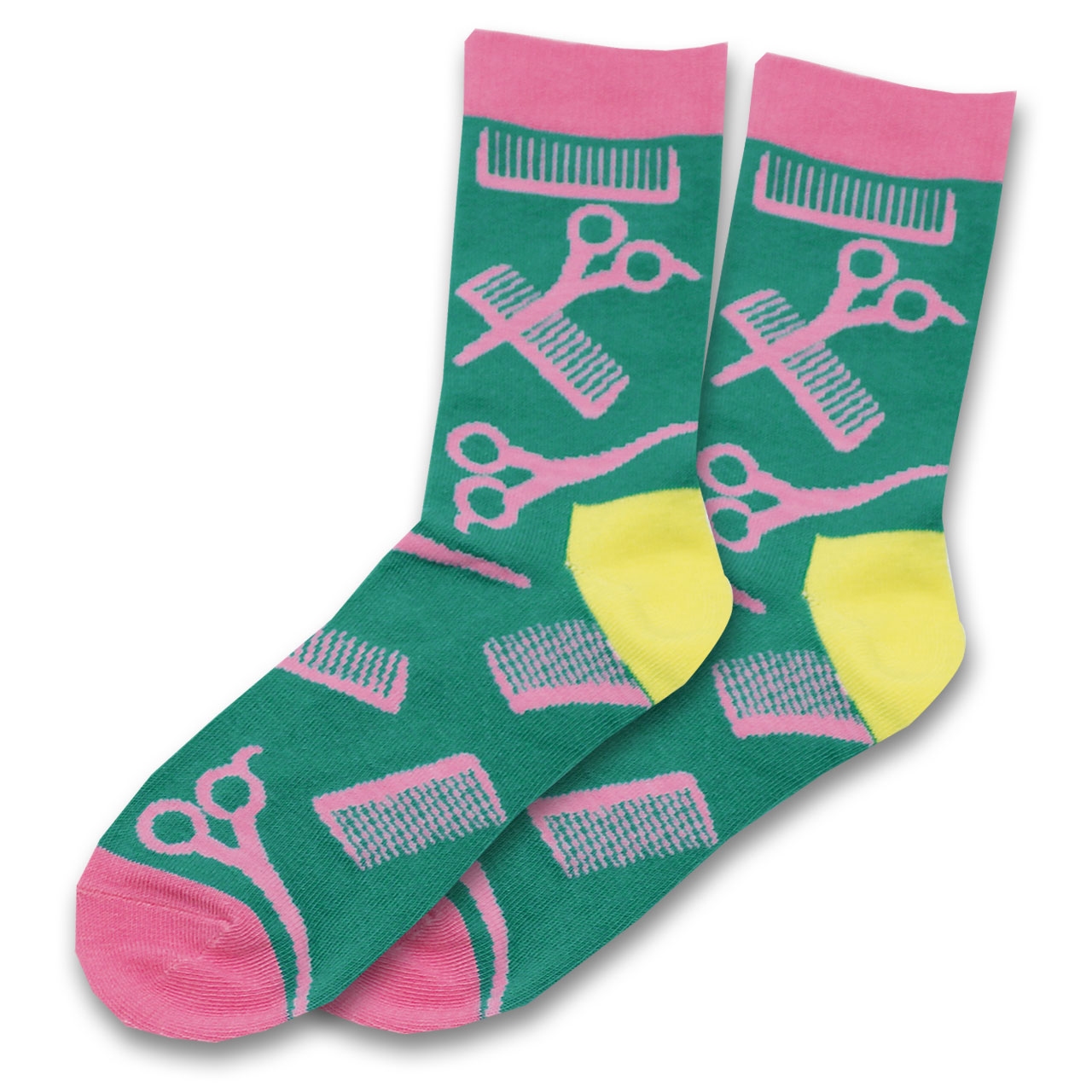 LOLLIPOP HAIRDRESSER/BARBER SOCKS GROEN/ROZE/GEEL MAAT 36-40